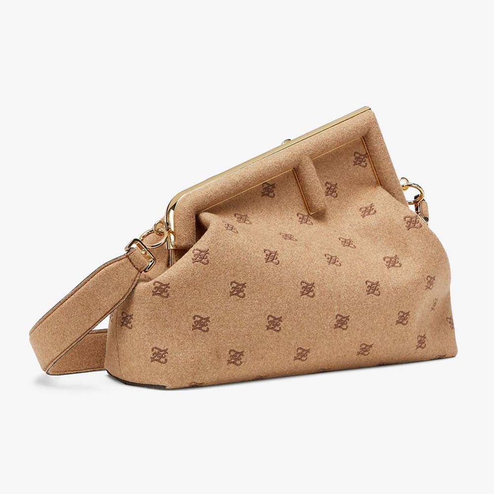 Fendi First Medium Beige Flannel Bag with Embroidery - photo 5