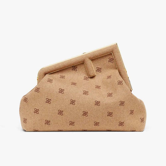 Fendi First Medium Beige Flannel Bag with Embroidery - photo 1