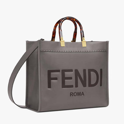Fendi Sunshine Medium Grey Leather Shopper - photo 2