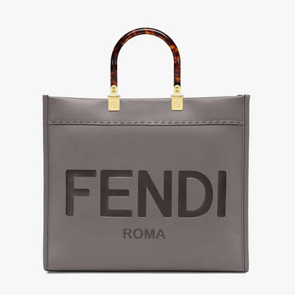 Fendi Sunshine Medium Grey Leather Shopper - photo 1