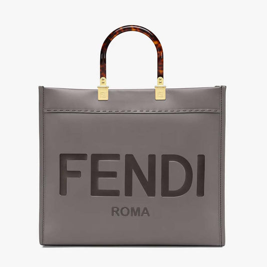 Fendi Sunshine Medium Grey Leather Shopper - photo 1