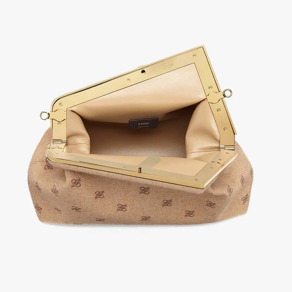 Fendi First Medium Beige Flannel Bag with Embroidery - photo 3