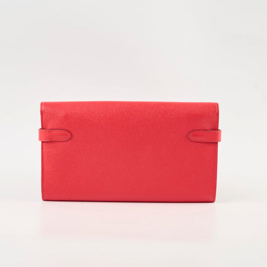 Hermes Kelly Wallet Rouge Tomate (S5) Epsom Gold hardware X Stamp - photo 2