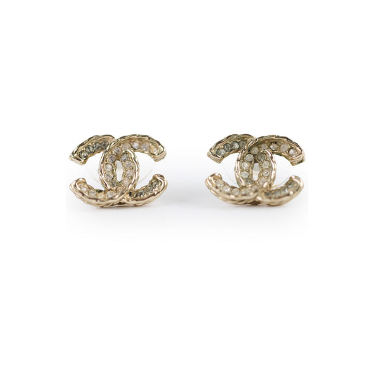 Chanel CC Logo Crystal Stud Earrings - photo 1