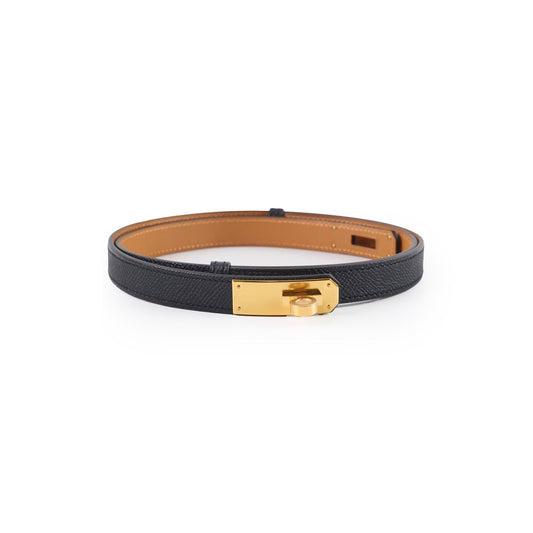Hermes Kelly 18 Belt Epsom Leather Black-K stamp - photo 1