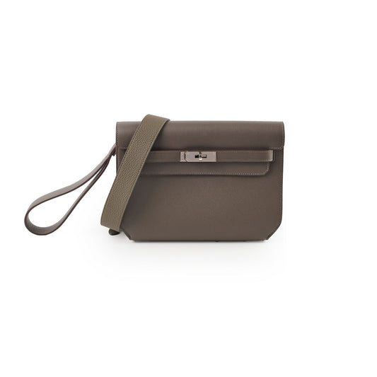 Hermes Kelly Depeches 25 Pouch Etain Y Stamp PHW - photo 1