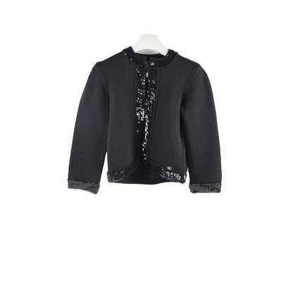 Chanel Black Sequin Wool Cardigan Size 40 - photo 1