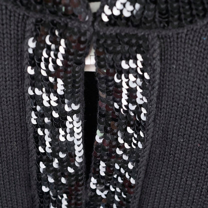 Chanel Black Sequin Wool Cardigan Size 40 - photo 4