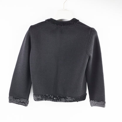 Chanel Black Sequin Wool Cardigan Size 40 - photo 3
