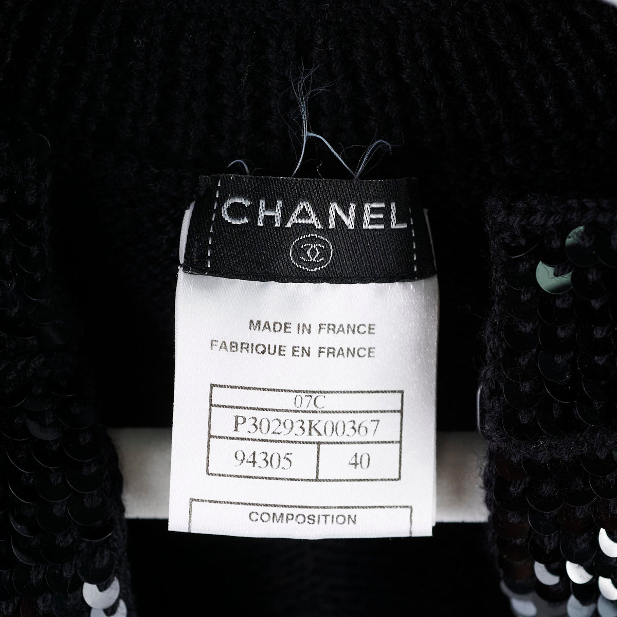 Chanel Black Sequin Wool Cardigan Size 40 - photo 11