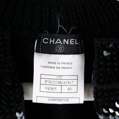 Chanel Black Sequin Wool Cardigan Size 40 - photo 11
