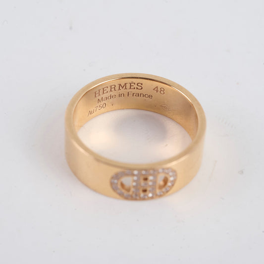 Hermes H Chaine d'Ancre Diamond Rose Gold Size 48 Ring - photo 2
