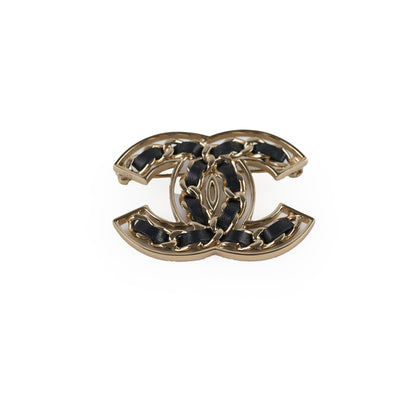 Chanel Black/Gold CC Logo Brooch Costume Jewellery - photo 1