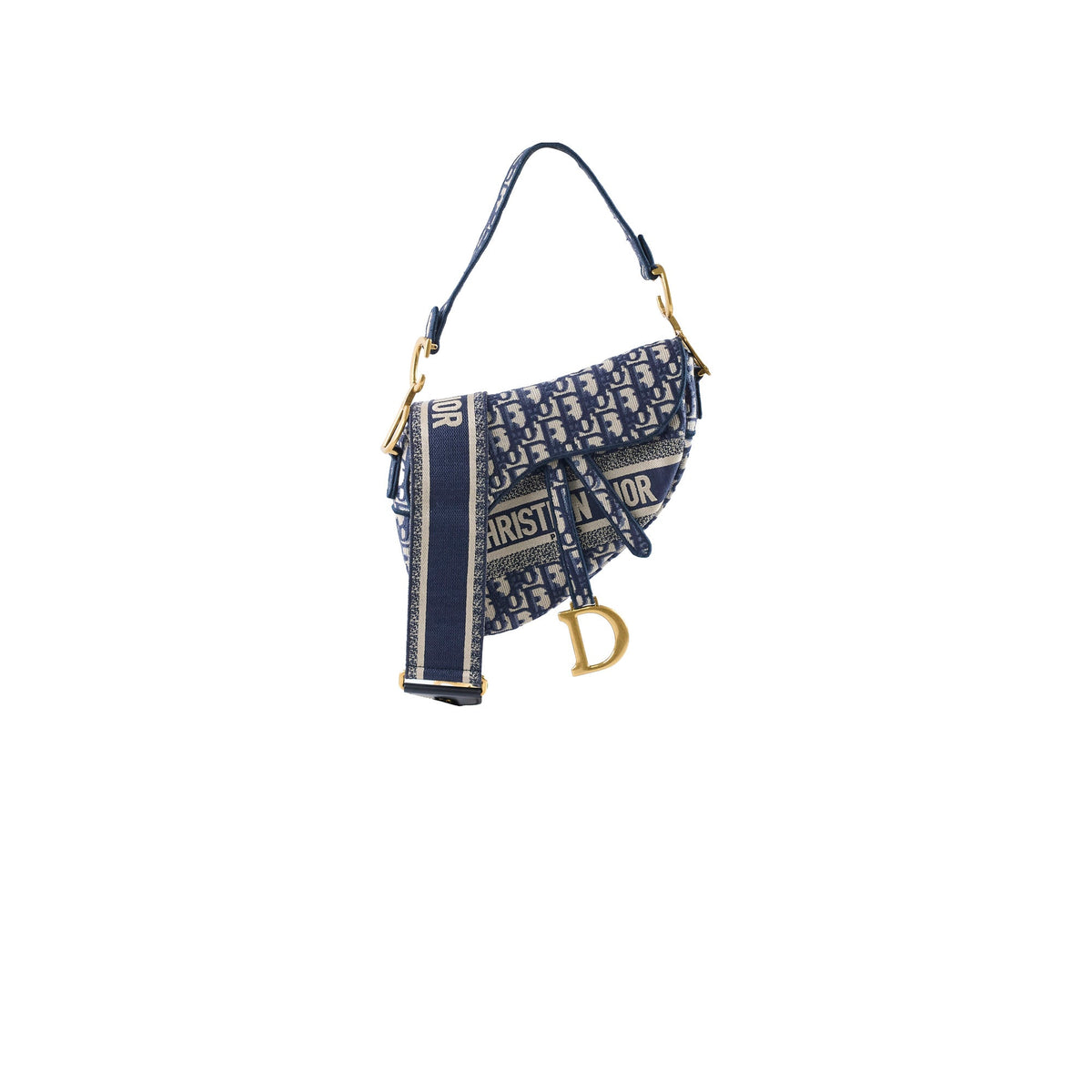 Dior Medium Saddle Bag Blue Oblique with Strap - photo 1