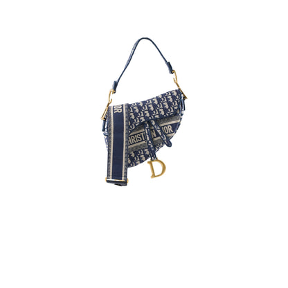 Dior Medium Saddle Bag Blue Oblique with Strap - photo 1