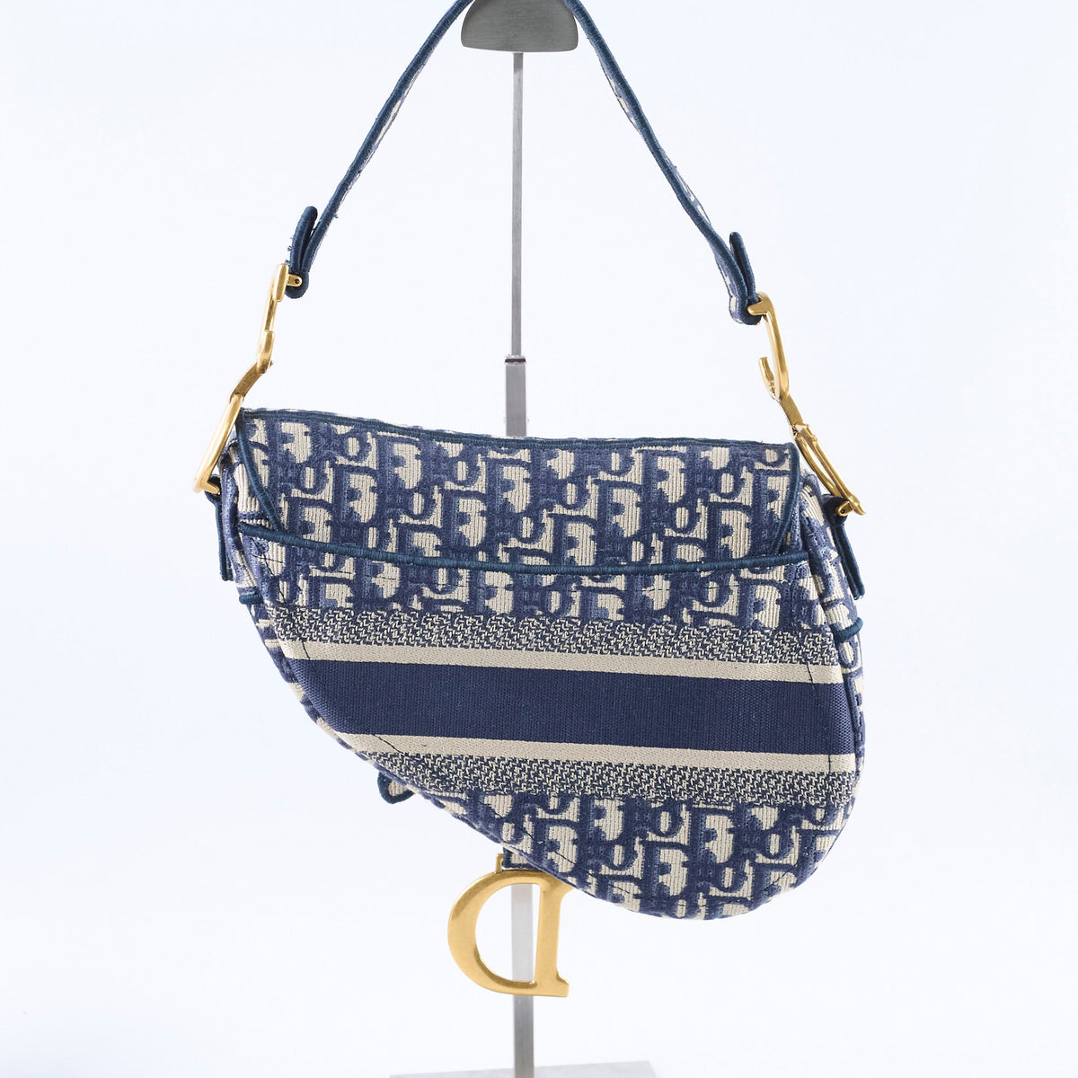 Dior Medium Saddle Bag Blue Oblique with Strap - photo 2