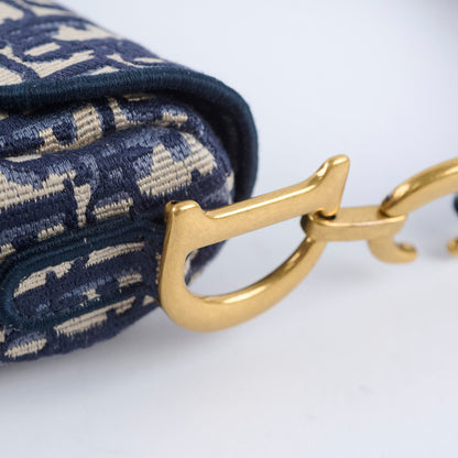 Dior Medium Saddle Bag Blue Oblique with Strap - photo 4