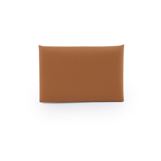 Hermes Calvi Card Holder Epsom Leather Gold- B stamp - photo 1