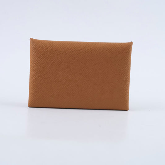 Hermes Calvi Card Holder Epsom Leather Gold- B stamp - photo 2
