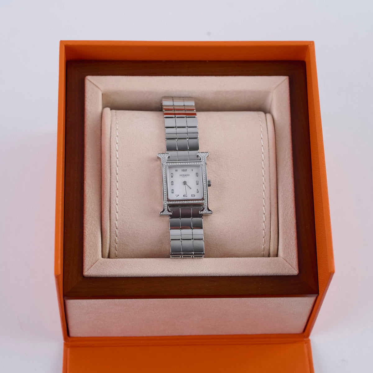 Hermes H Heure Watch Small Model MOP Dial Steel Strap - photo 2