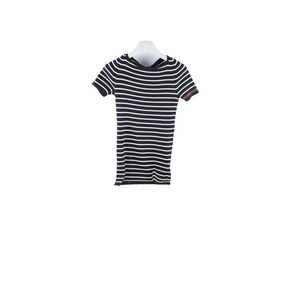 Gucci Striped Short Sleeve Wool Top - Size L - photo 1