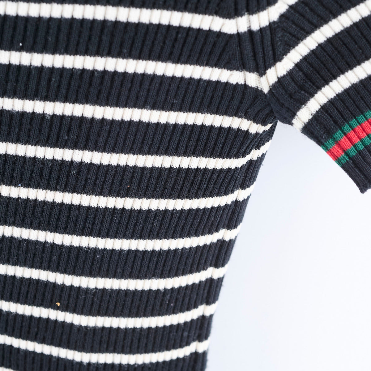 Gucci Striped Short Sleeve Wool Top - Size L - photo 4