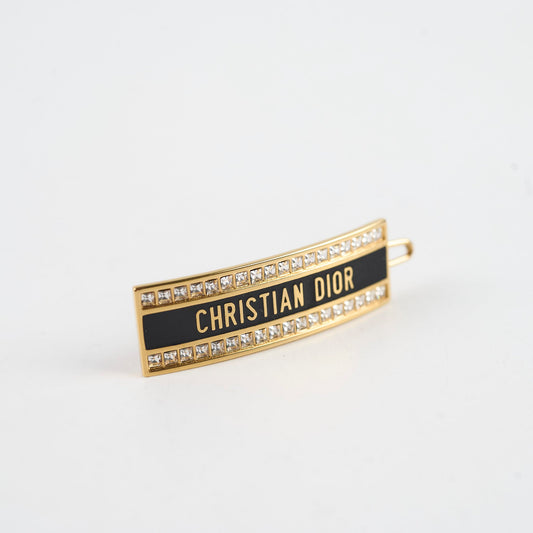 Dior Logo Barrette Hair Clip Black/Gold - photo 2