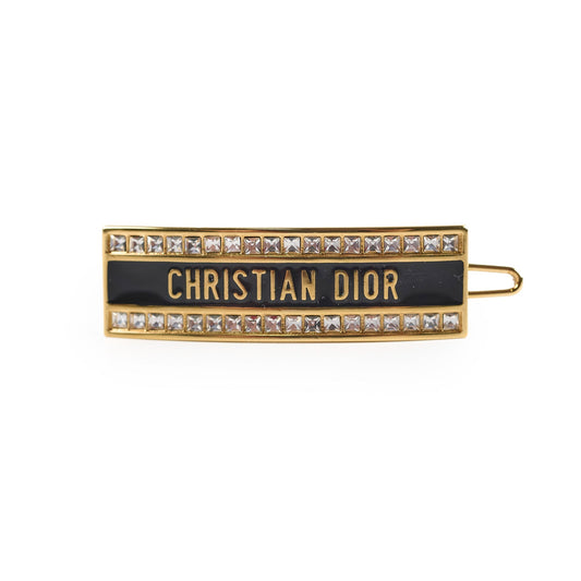 Dior Logo Barrette Hair Clip Black/Gold - photo 1