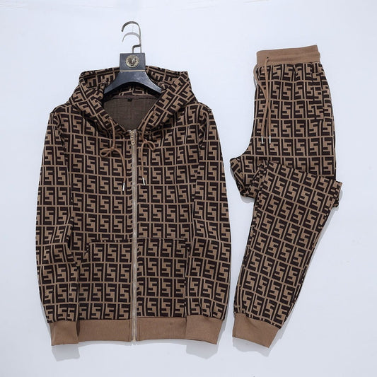 Fendi Allover FF Brown Zucca Logo Knit Tracksuit Set - photo 1
