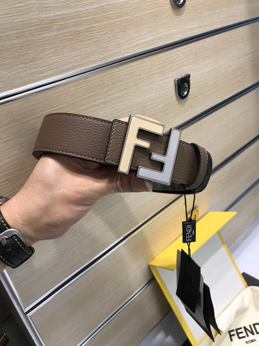 Fendi Reversible FF Buckle Belt 35mm Brown Cuoio Romano and Tobacco Monogram - photo 1