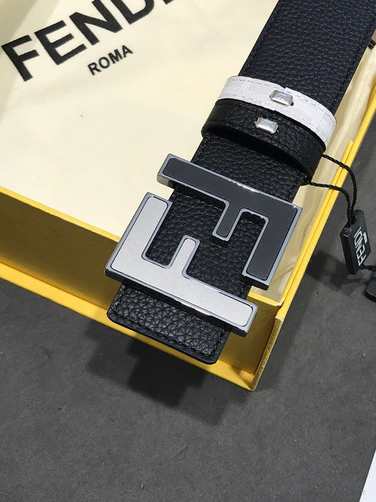Fendi Reversible FF Buckle Belt 38mm Black Cuoio Romano and White Monogram - photo 2