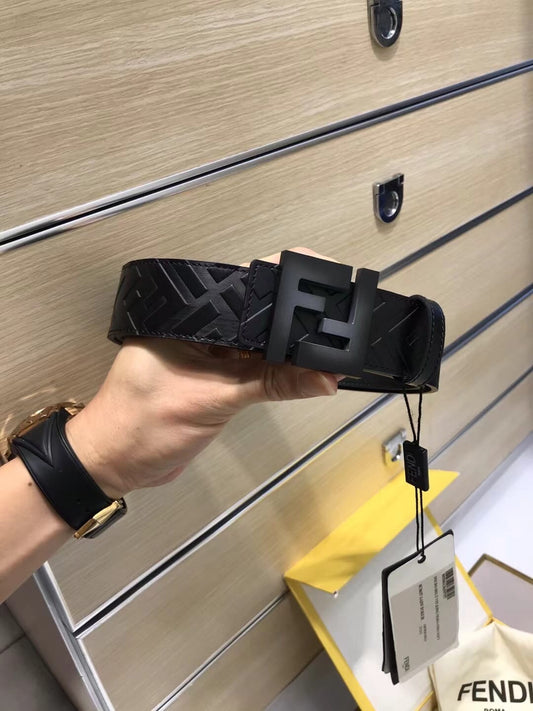 Fendi Reversible FF Buckle Belt Black Embossed Leather and Smooth Calfskin - photo 1