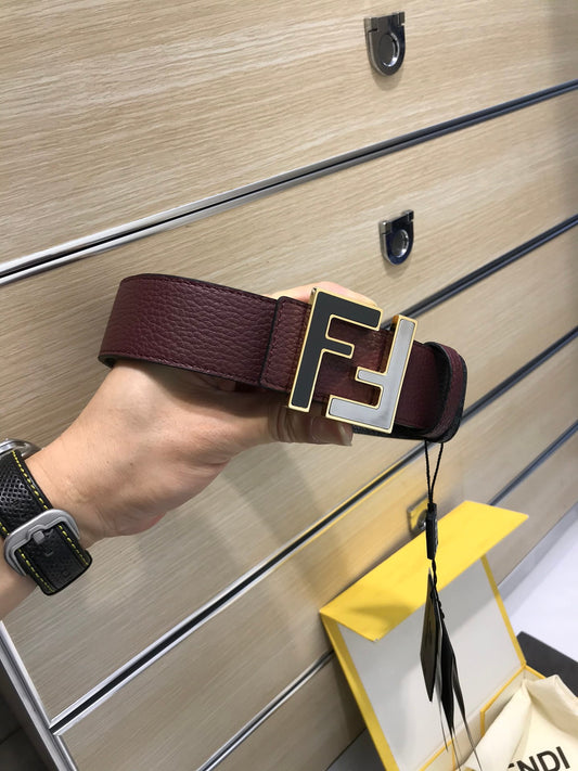 Fendi Reversible FF Buckle Belt Burgundy Cuoio Romano and Black Monogram - photo 1