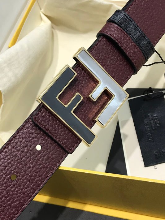 Fendi Reversible FF Buckle Belt Burgundy Cuoio Romano and Black Monogram - photo 2