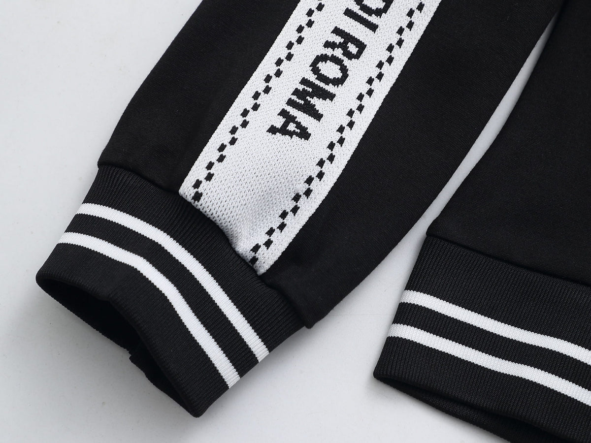 Fendi Roma Logo Striped Tracksuit Set - Black Technical Knit Zip Jacket & Pants - photo 3