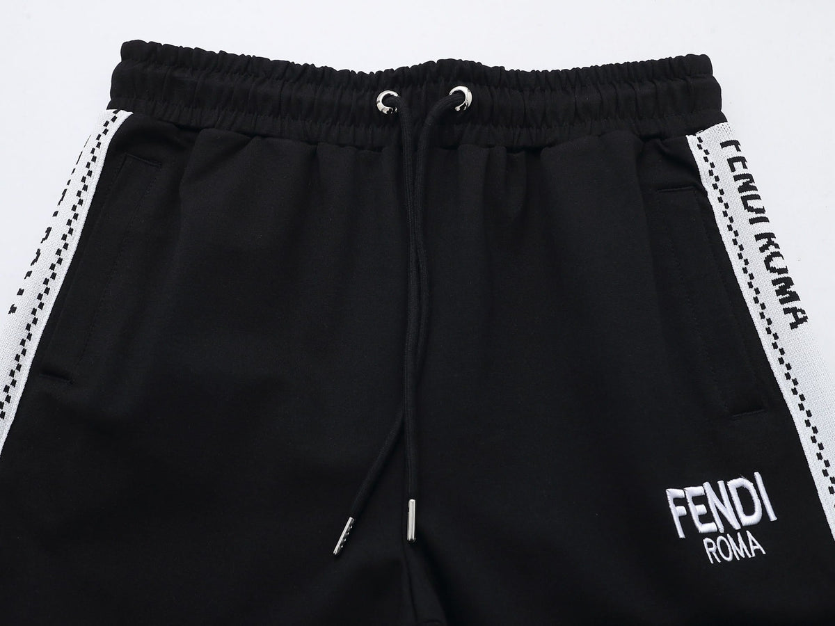 Fendi Roma Logo Striped Tracksuit Set - Black Technical Knit Zip Jacket & Pants - photo 6