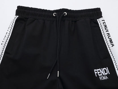 Fendi Roma Logo Striped Tracksuit Set - Black Technical Knit Zip Jacket & Pants - photo 6