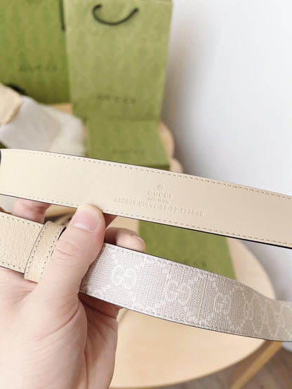 Gucci GG Marmont Reversible Belt GG Supreme Canvas and Beige Leather - photo 7