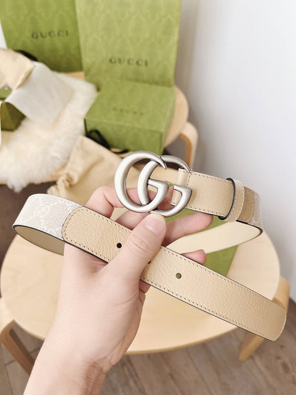 Gucci GG Marmont Reversible Belt GG Supreme Canvas and Beige Leather Silver Buckle - photo 7