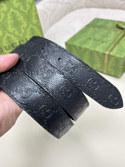 Gucci GG Marmont Thin Belt - Black Perforated GG Embossed Leather - photo 4