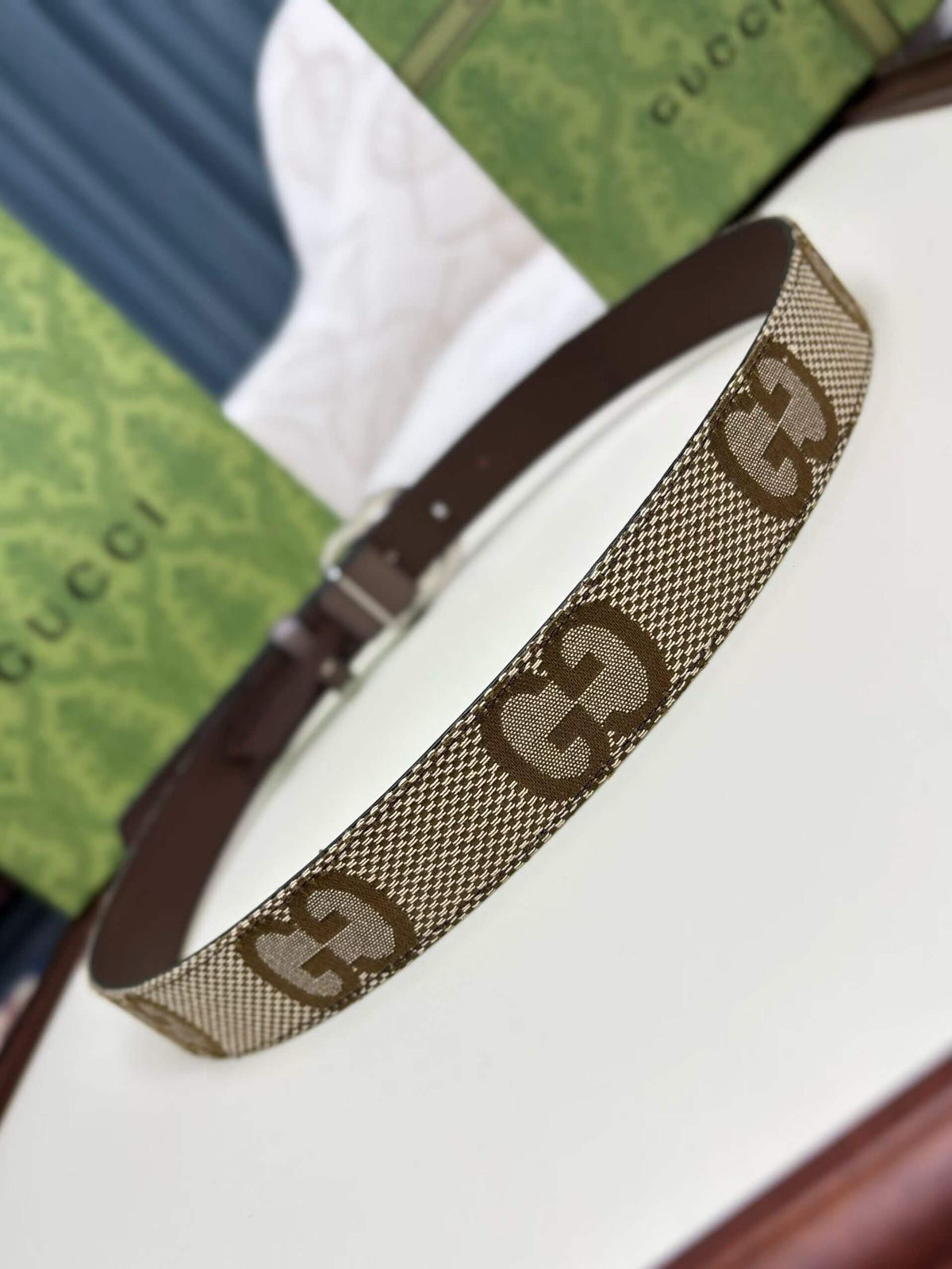 Gucci GG Marmont Thin Belt - Jumbo GG Canvas with Silver-Tone Buckle - photo 3