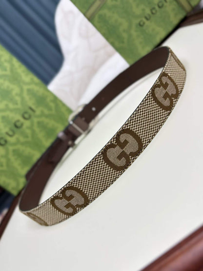 Gucci GG Marmont Thin Belt - Jumbo GG Canvas with Silver-Tone Buckle - photo 3