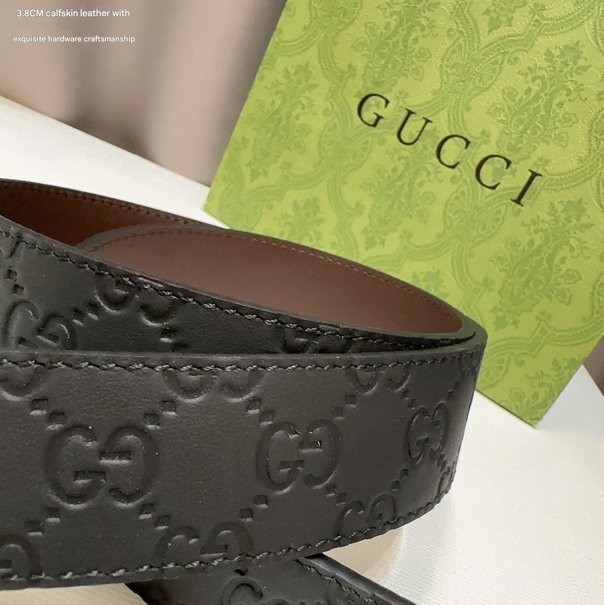 Gucci Signature Black Leather Belt with Brushed Silver G Plaque Buckle - photo 5