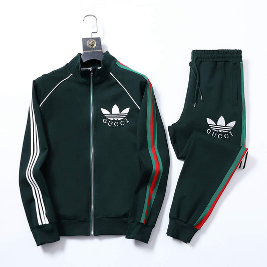 Gucci x adidas Trefoil Logo Tracksuit Set Green Technical Jersey - photo 1