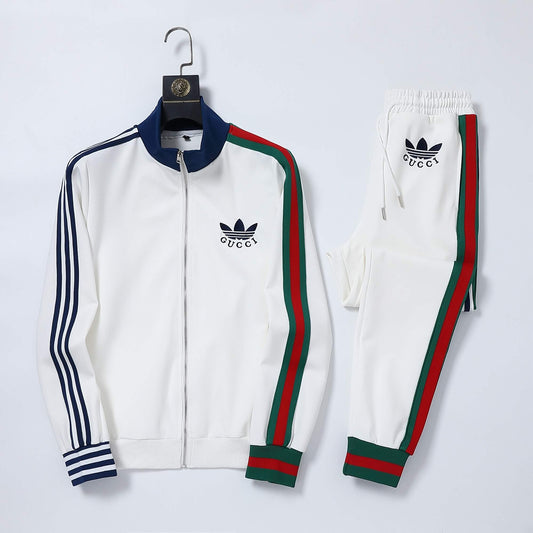 Gucci x adidas Trefoil Logo Web Stripe Tracksuit White Technical Jersey - photo 1