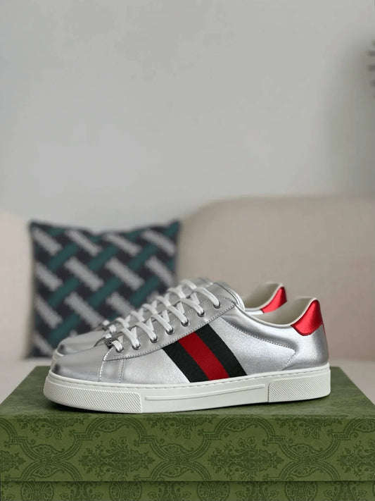 Gucci Ace Sneaker - Metallic Silver Leather - photo 1
