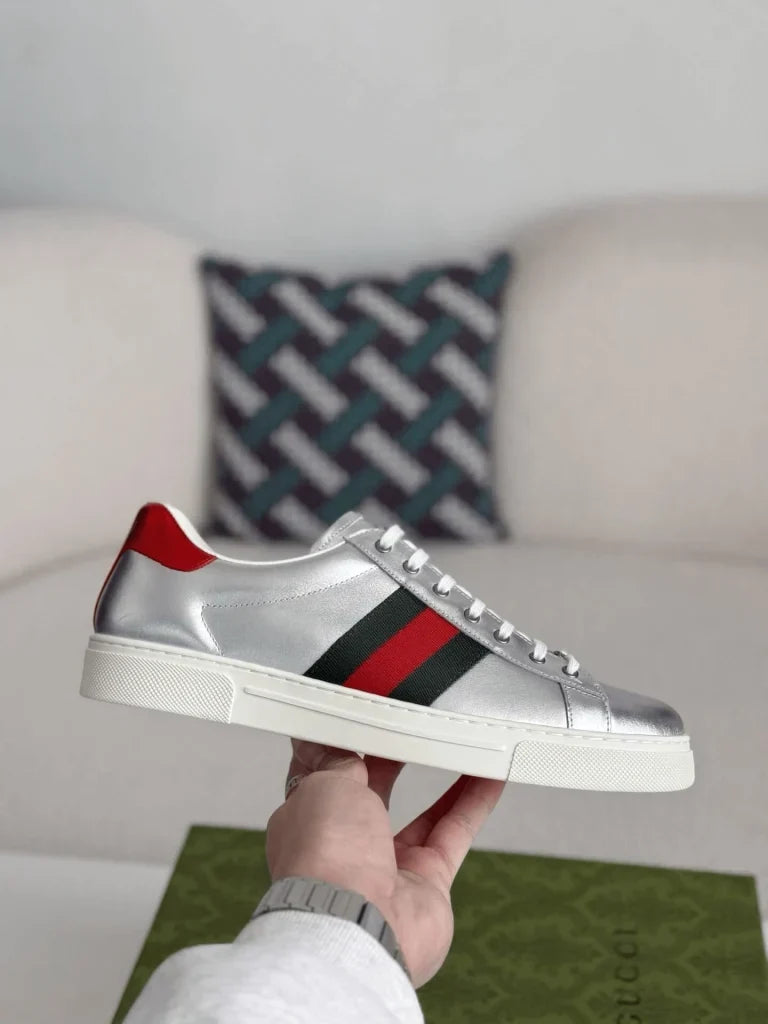 Gucci Ace Sneaker - Metallic Silver Leather - photo 10