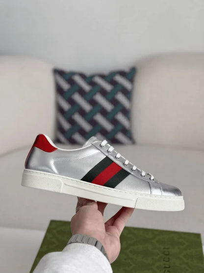 Gucci Ace Sneaker - Metallic Silver Leather - photo 10