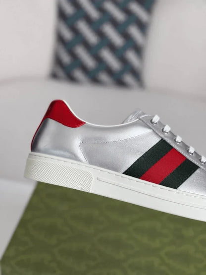 Gucci Ace Sneaker - Metallic Silver Leather - photo 9