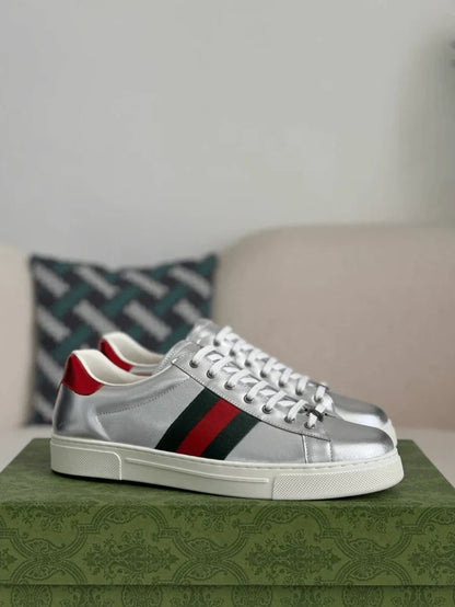 Gucci Ace Sneaker - Metallic Silver Leather - photo 7